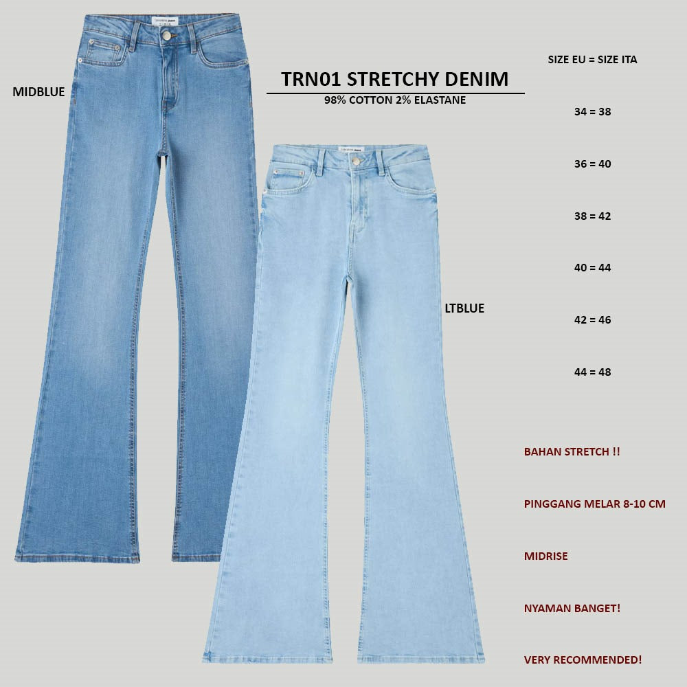 Celana Panjang Jeans Bootcut Midrise Stretch (TRN01 STRETCHY FLARE DENIM)