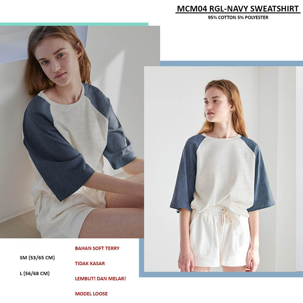Sweater Wanita Lengan Pendek Soft Terry (MCM04 RGL SWEATSHIRT)