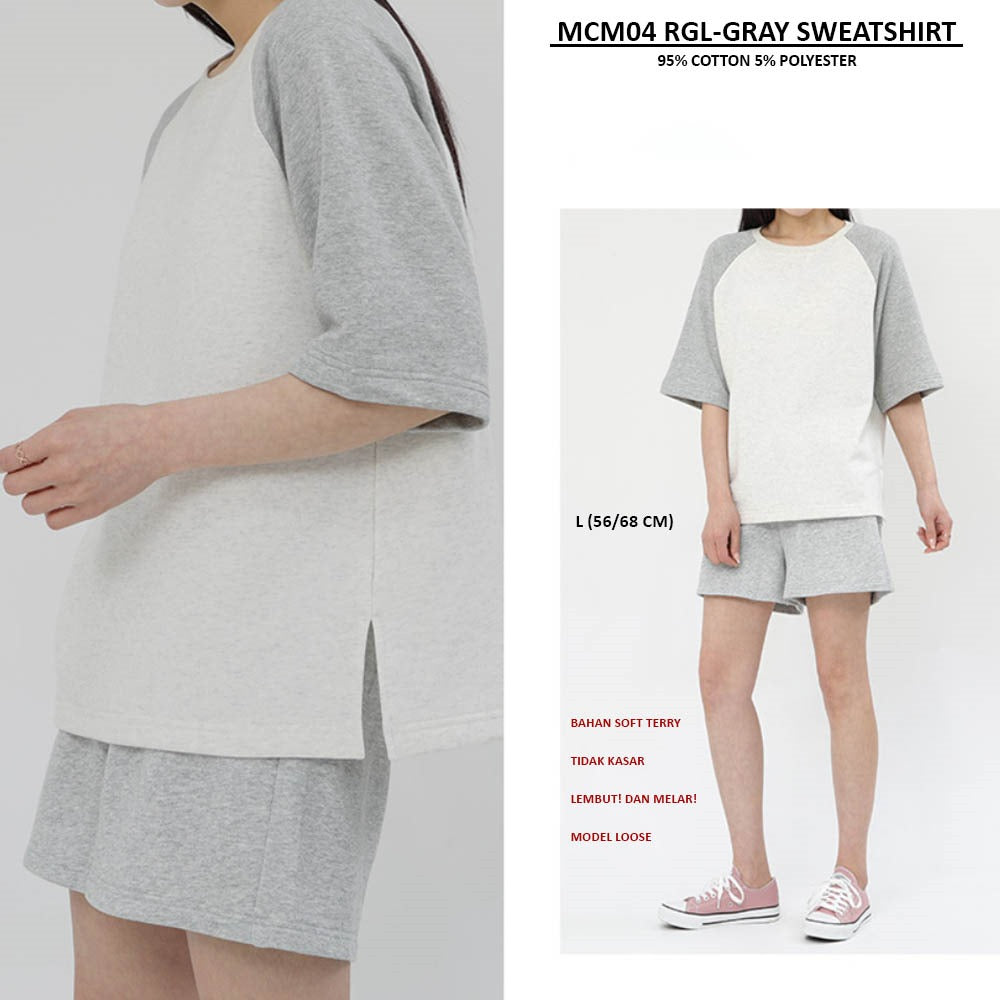 Sweater Wanita Lengan Pendek Soft Terry (MCM04 RGL SWEATSHIRT)
