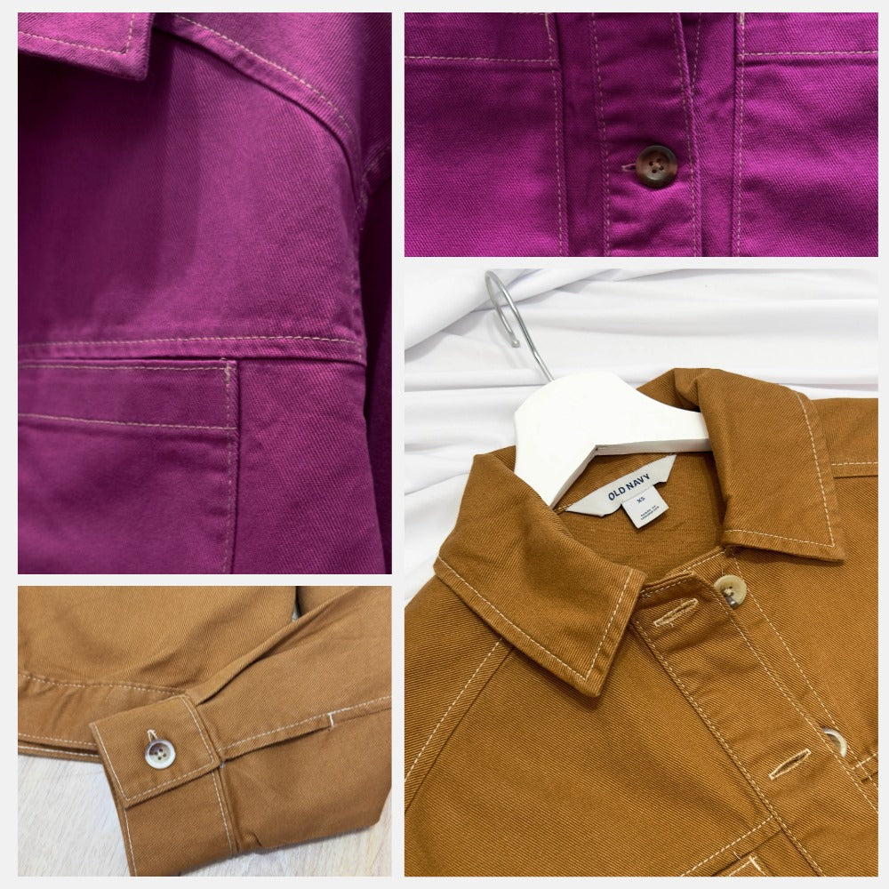 Jaket Crop Wanita Lengan Panjang Soft Twill (ODN589 CROP UTILITY JACKET)