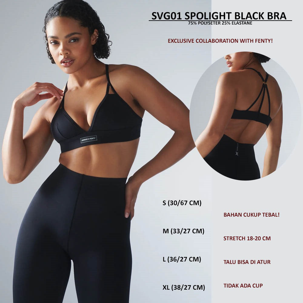 Pakain Olahraga Sport Bra Wanita (SVG01 SPOLIGHT BLACK BRA)