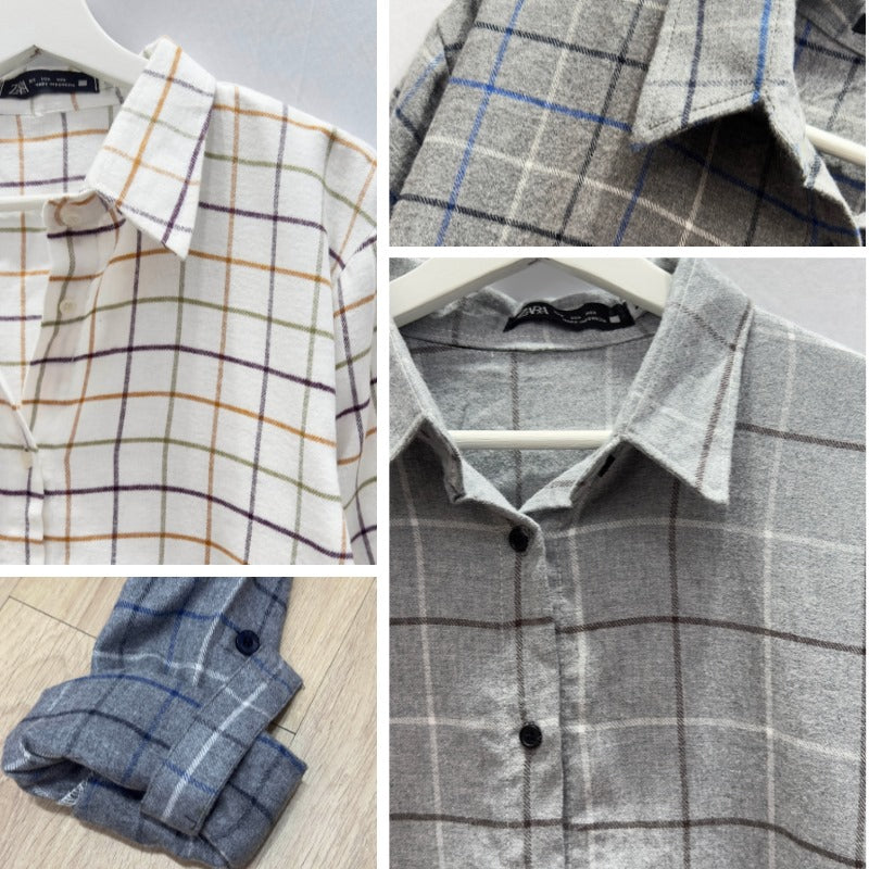 Dress Midi Wanita Lengan Panjang Soft Flannel (ZR50 FLANNEL SHIRT DRESS)