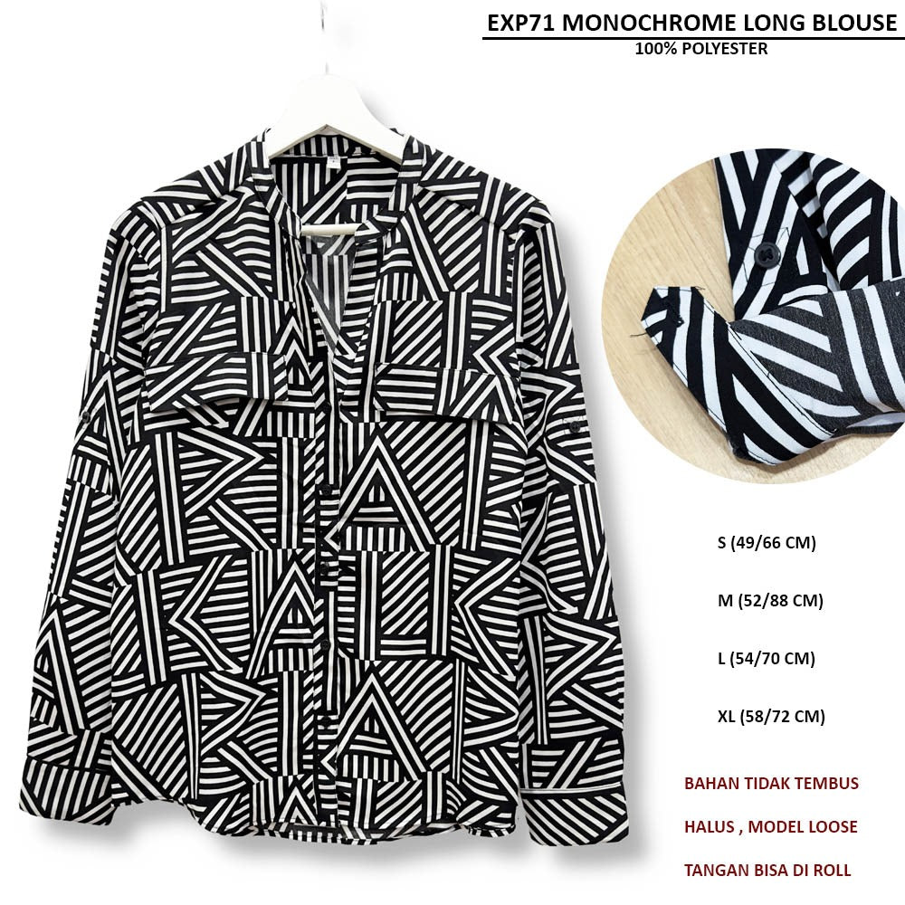 Atasan Blouse Wanita Lengan Panjang (EXP71 MONOCHROME LONG BLOUSE)