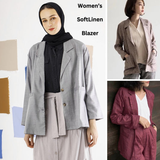 Blazer Wanita Lengan Panjang Cotton Linen (UNQ305 LINEN BLAZER)