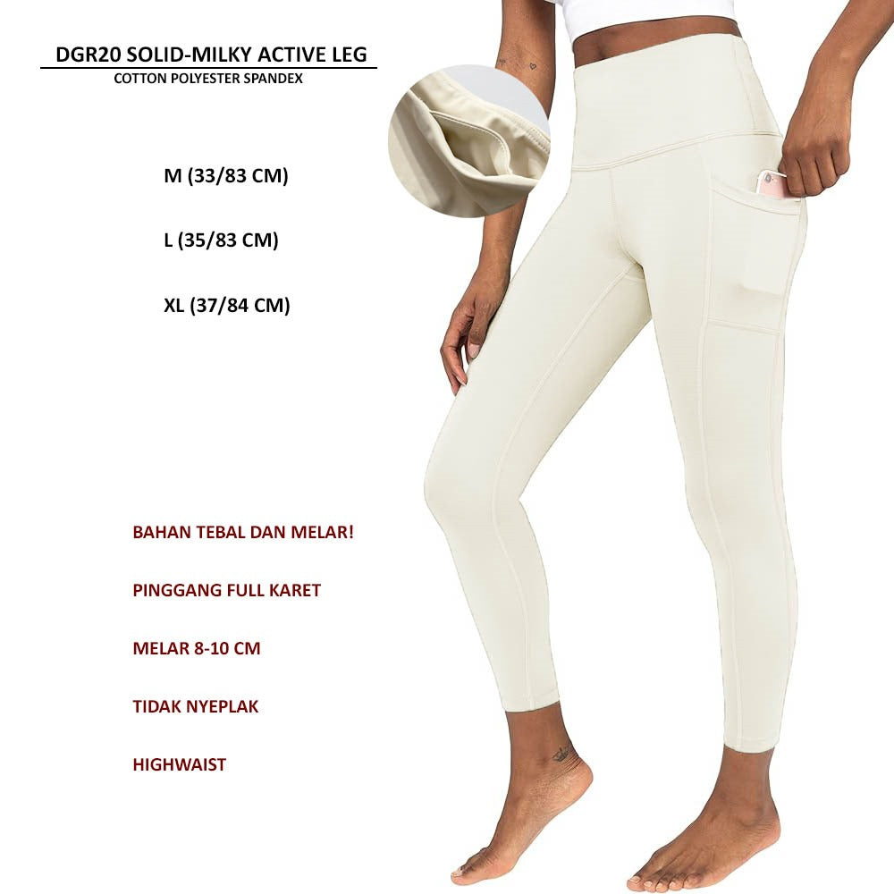 Celana Legging Wanita Olahraga Polos Cotton Spandex (DGR20 ACTIVE LEG)