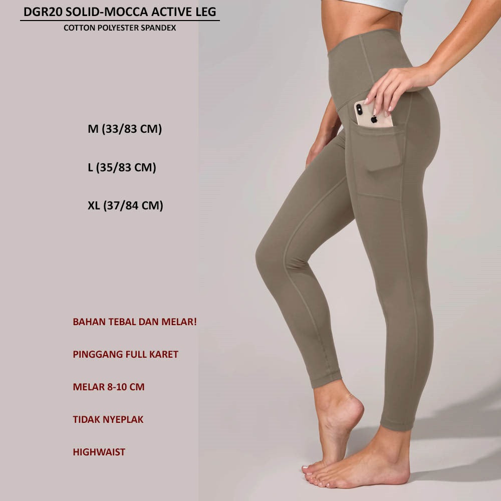 Celana Legging Wanita Olahraga Polos Cotton Spandex (DGR20 ACTIVE LEG)