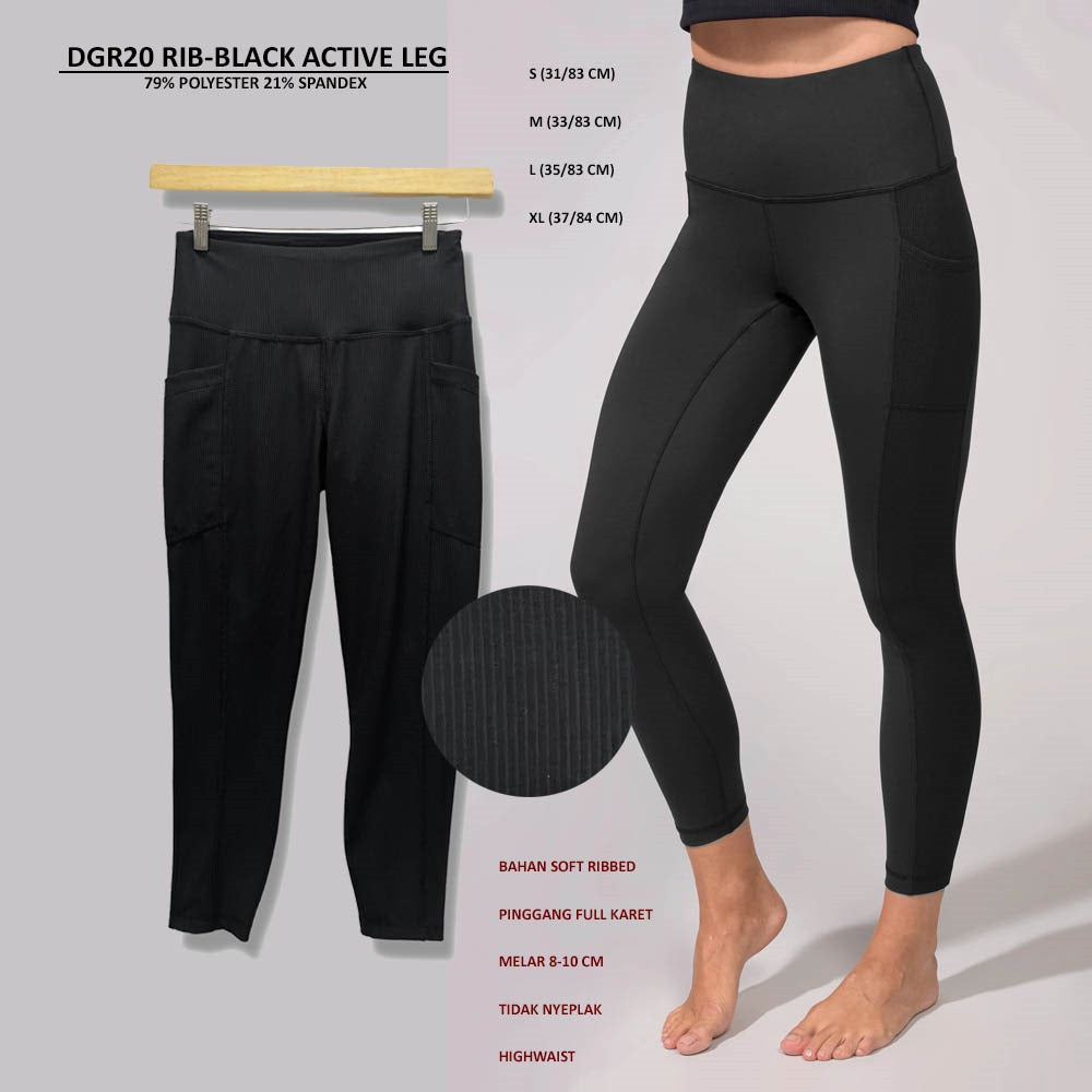 Celana Legging Wanita Olahraga Polos Cotton Spandex (DGR20 ACTIVE LEG)