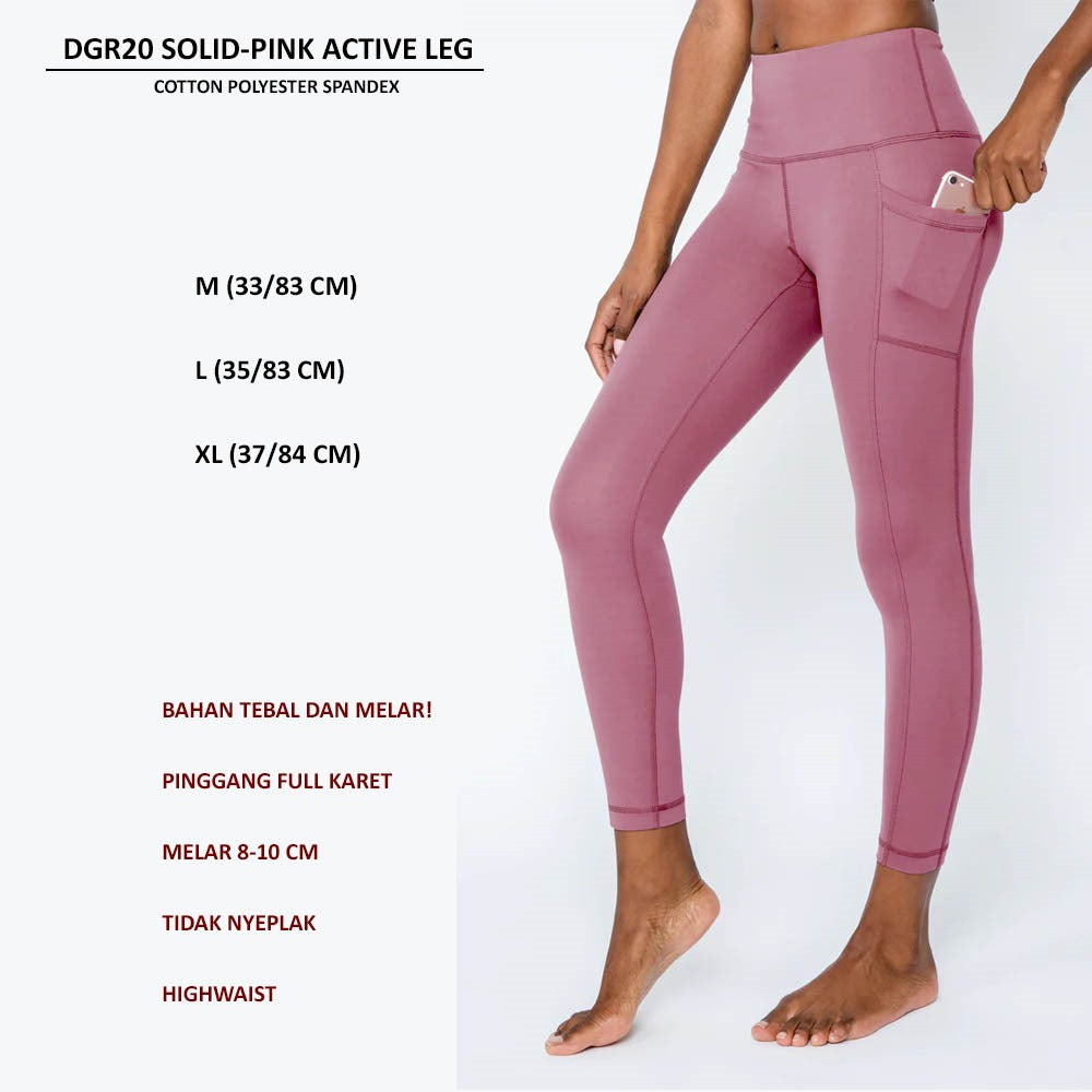 Celana Legging Wanita Olahraga Polos Cotton Spandex (DGR20 ACTIVE LEG)