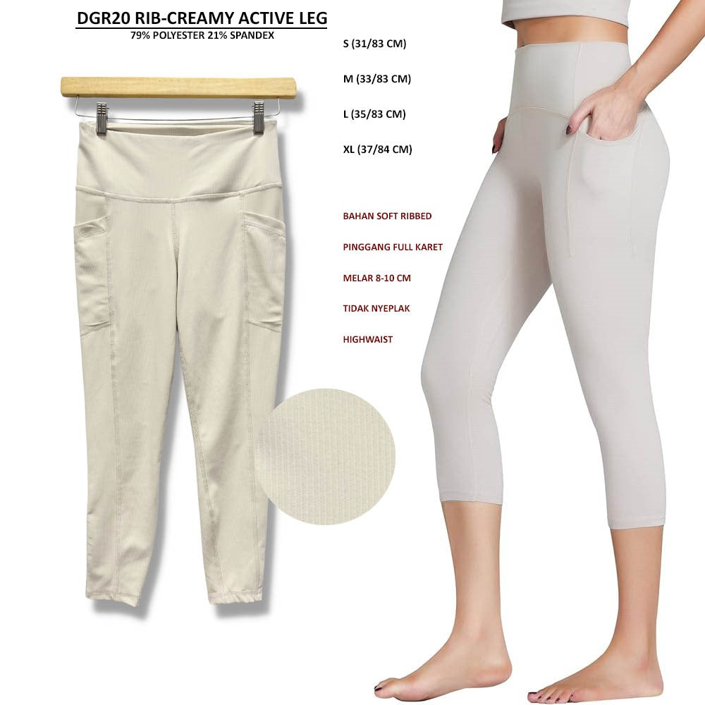 Celana Legging Wanita Olahraga Polos Cotton Spandex (DGR20 ACTIVE LEG)