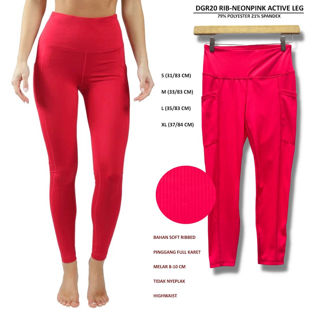 Celana Legging Wanita Olahraga Polos Cotton Spandex (DGR20 ACTIVE LEG)