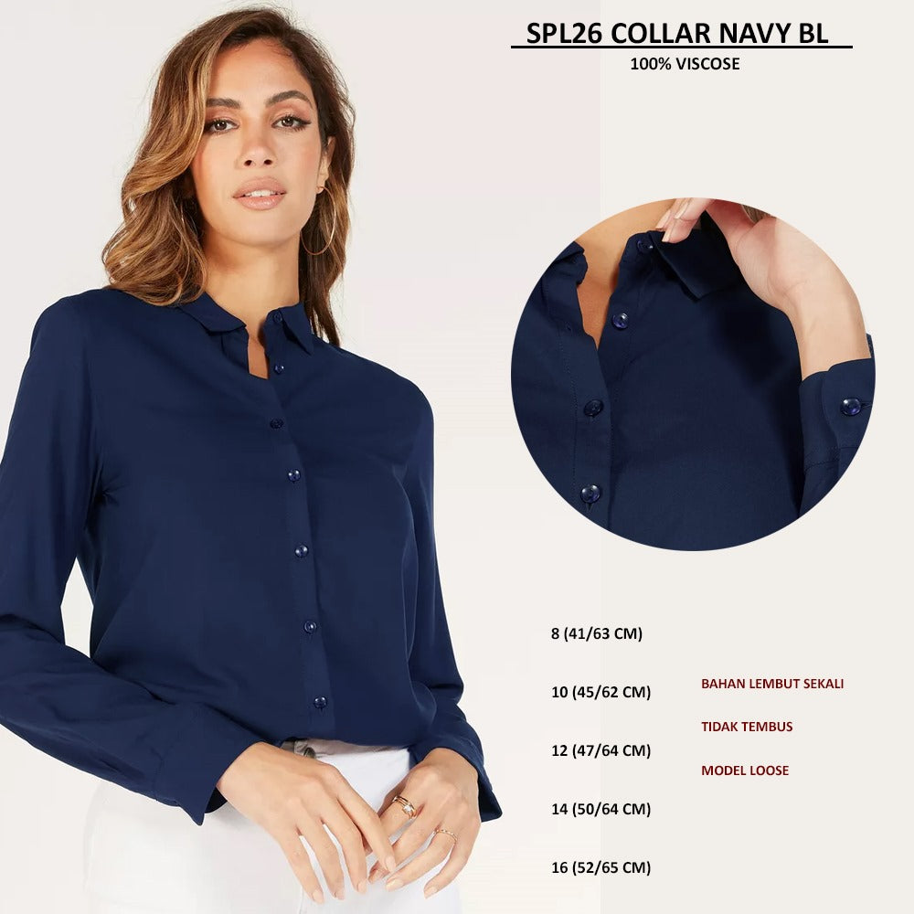 Atasan Blouse Wanita Lengan Panjang (SPL26 COLLAR BLOUSE