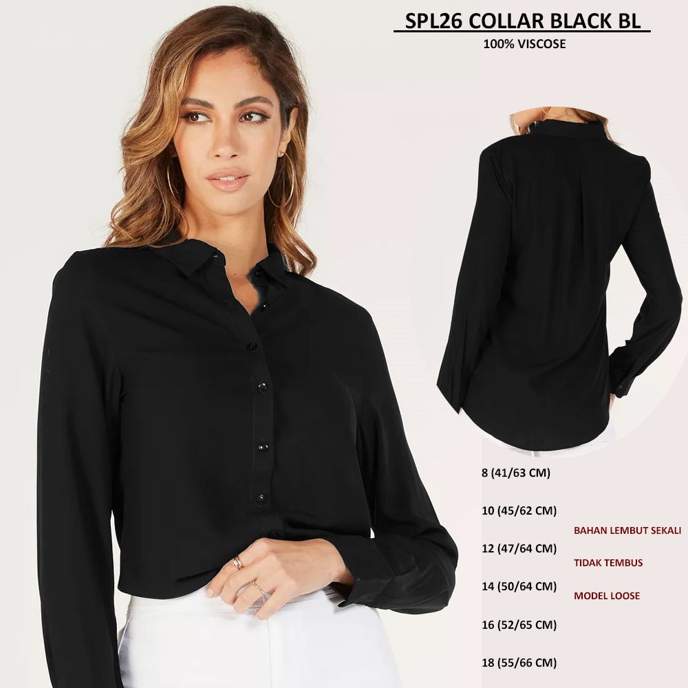 Atasan Blouse Wanita Lengan Panjang (SPL26 COLLAR BLOUSE