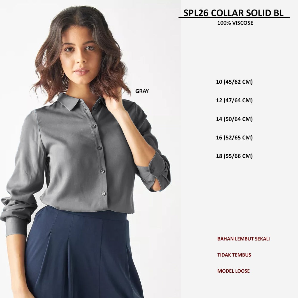 Atasan Blouse Wanita Lengan Panjang (SPL26 COLLAR BLOUSE