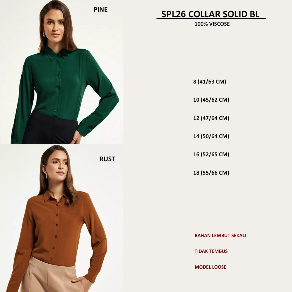 Atasan Blouse Wanita Lengan Panjang (SPL26 COLLAR BLOUSE