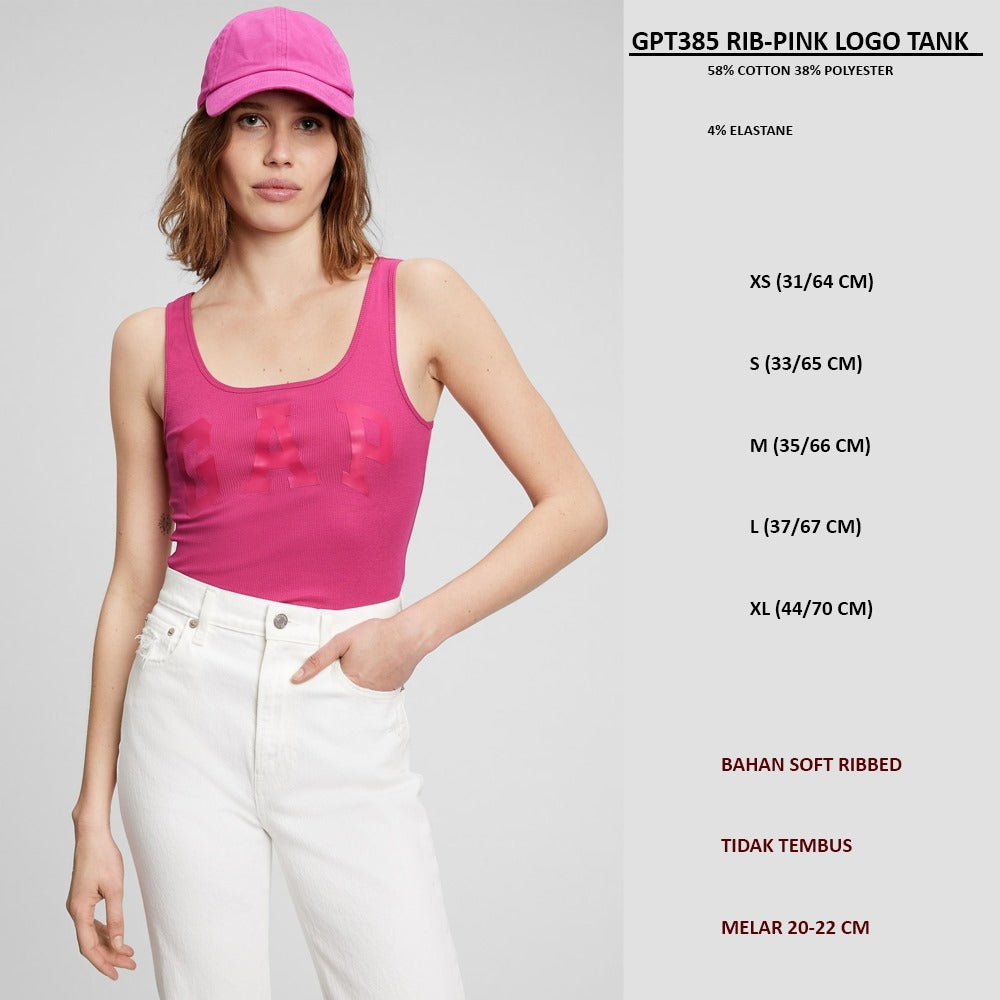 Atasan Tank Top Wanita Soft Ribbed (GPT385 RIB LOGO TANK)