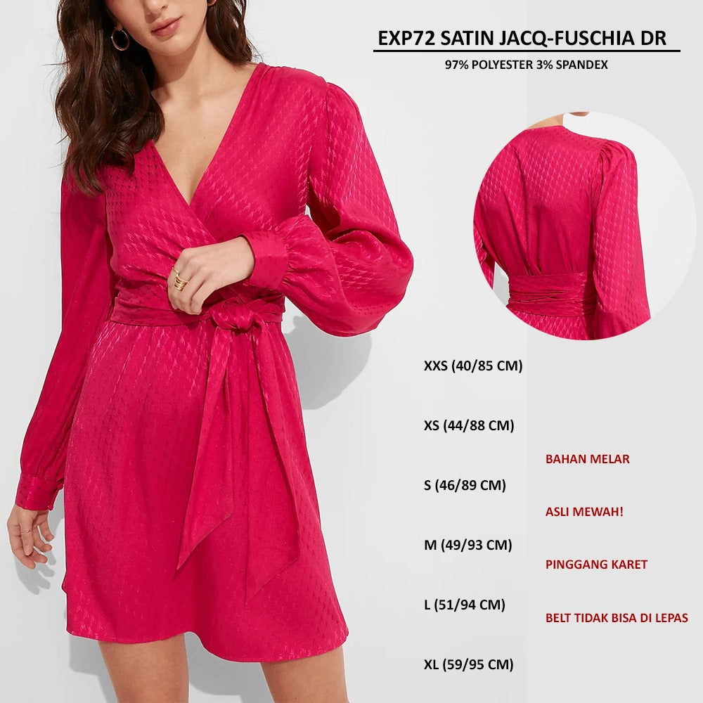 Dress Mini Wanita Lengan Panjang (EXP72 SATIN JACQ DRESS)