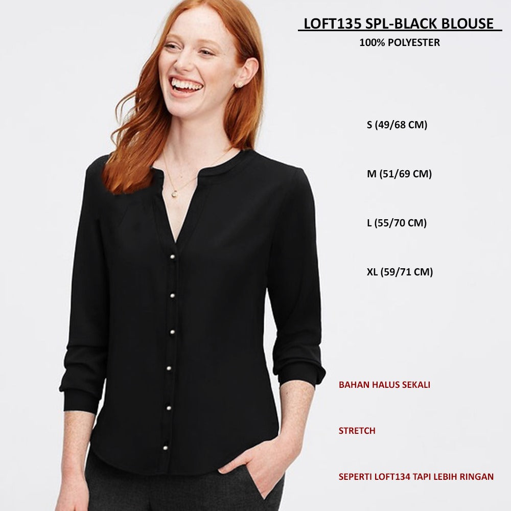Atasan Blouse Wanita Lengan Panjang (LOFT135 SPLIT-NECK BLOUSE)