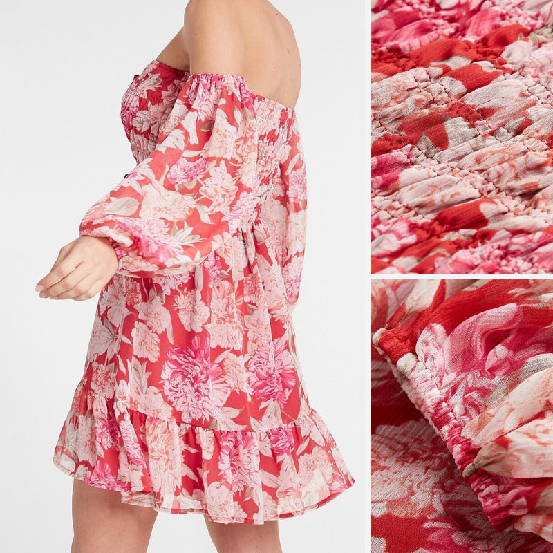 Dress Mini Wanita Lengan Panjang Soft Chiffon (EXP73 SMC CHIFFON DRESS)