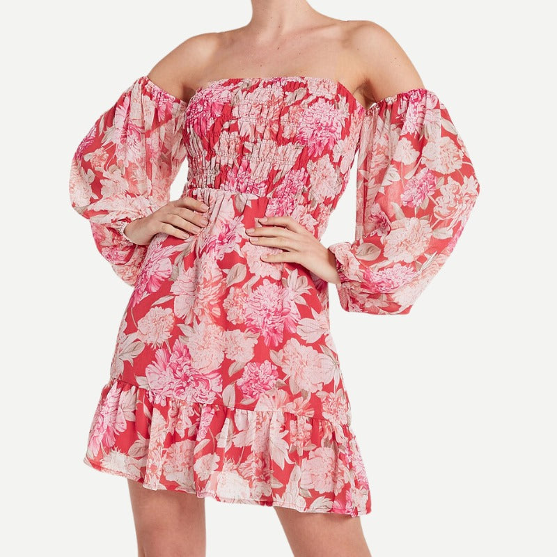 Dress Mini Wanita Lengan Panjang Soft Chiffon (EXP73 SMC CHIFFON DRESS)
