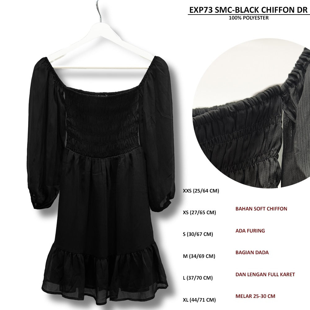 Dress Mini Wanita Lengan Panjang Soft Chiffon (EXP73 SMC CHIFFON DRESS)