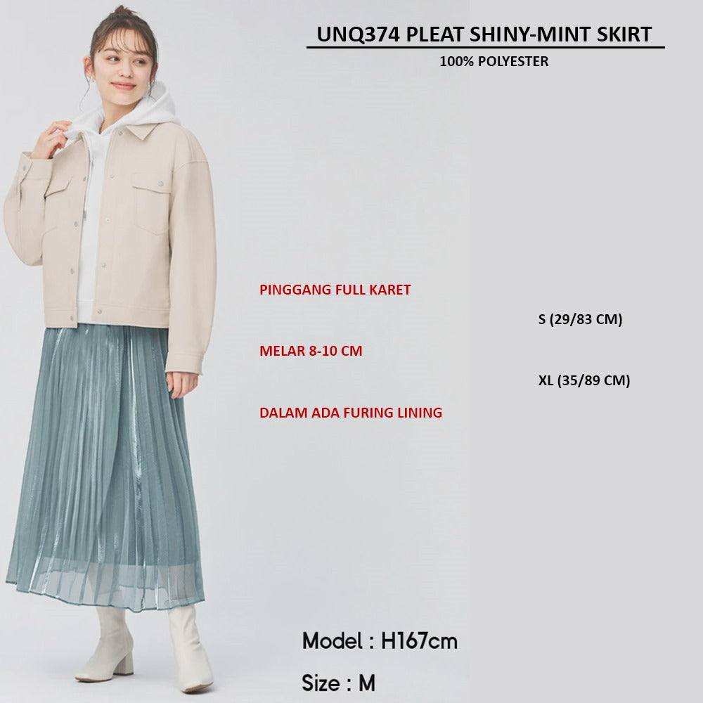 Rok Plisket Wanita Furing Lining (UNQ374 PLEAT SHINY SKIRT)