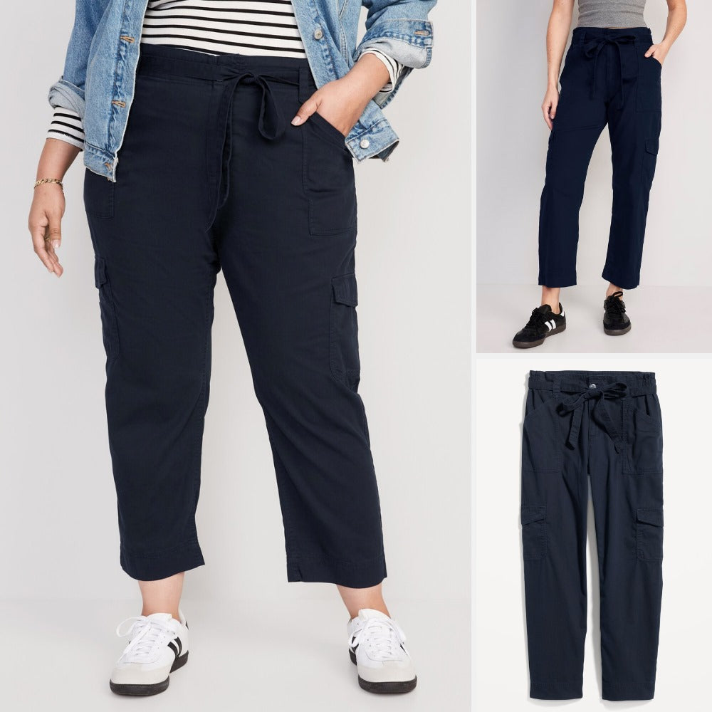 Celana Panjang Cargo Wanita Highwaist (ODN591 BELT-NAVY HWAIST CARGO)