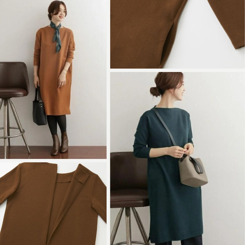 Dress Midi Wanita Lengan Panjang (UNQ375 CUTSEW SHIFT DRESS)