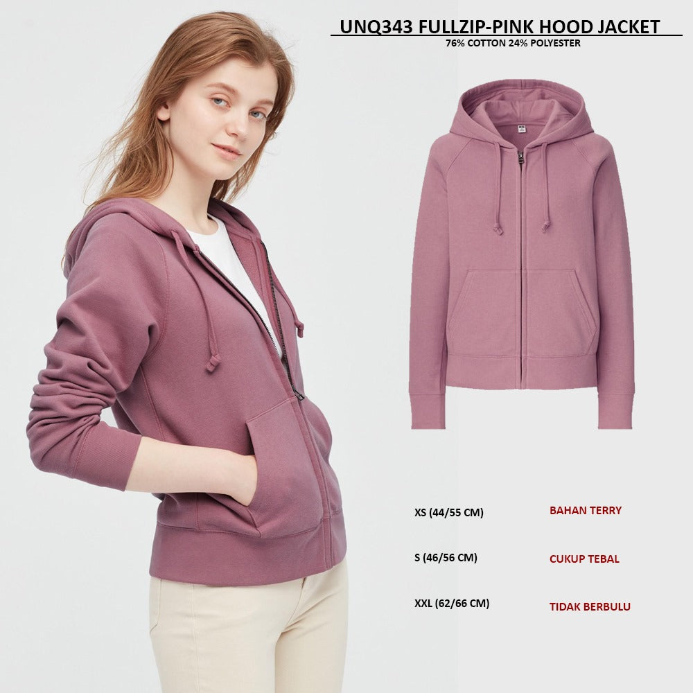 Jaket Wanita Lengan Panjang Terry (UNQ343 FULLZIP HOOD JACKET)