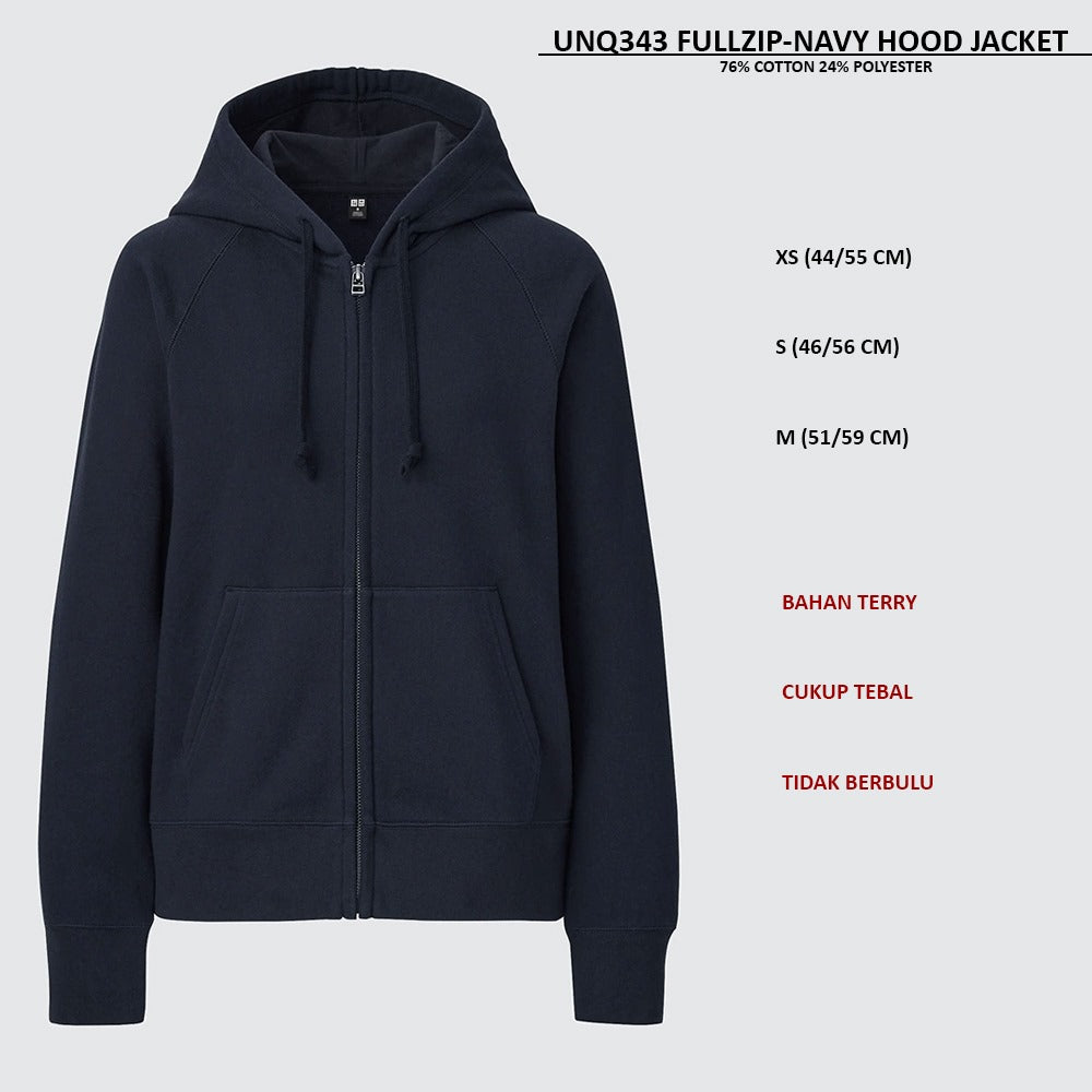 Jaket Wanita Lengan Panjang Terry (UNQ343 FULLZIP HOOD JACKET)