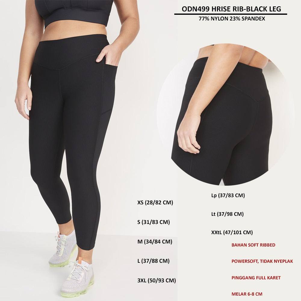 Celana Panjang Legging Olahraga Wanita Spandex (ODN499 RIBBEB-HRISE LEG)