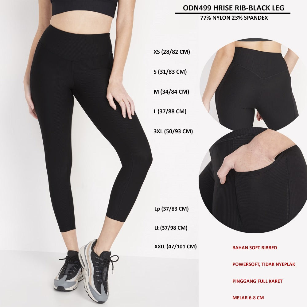 Celana Panjang Legging Olahraga Wanita Spandex (ODN499 RIBBEB-HRISE LEG)