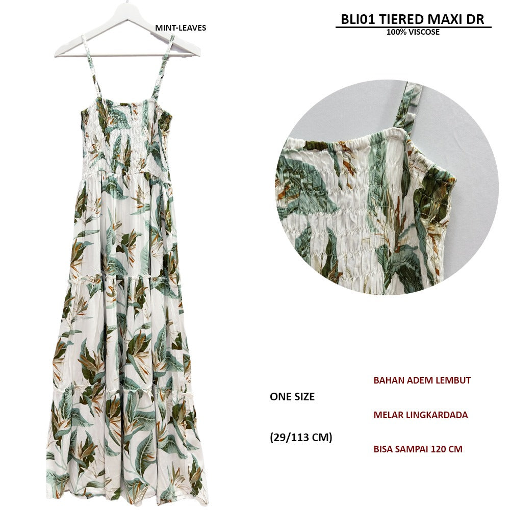 Dress Maxi Wanita Tanpa Lengan (BLI01 TIERED MAXI DR)