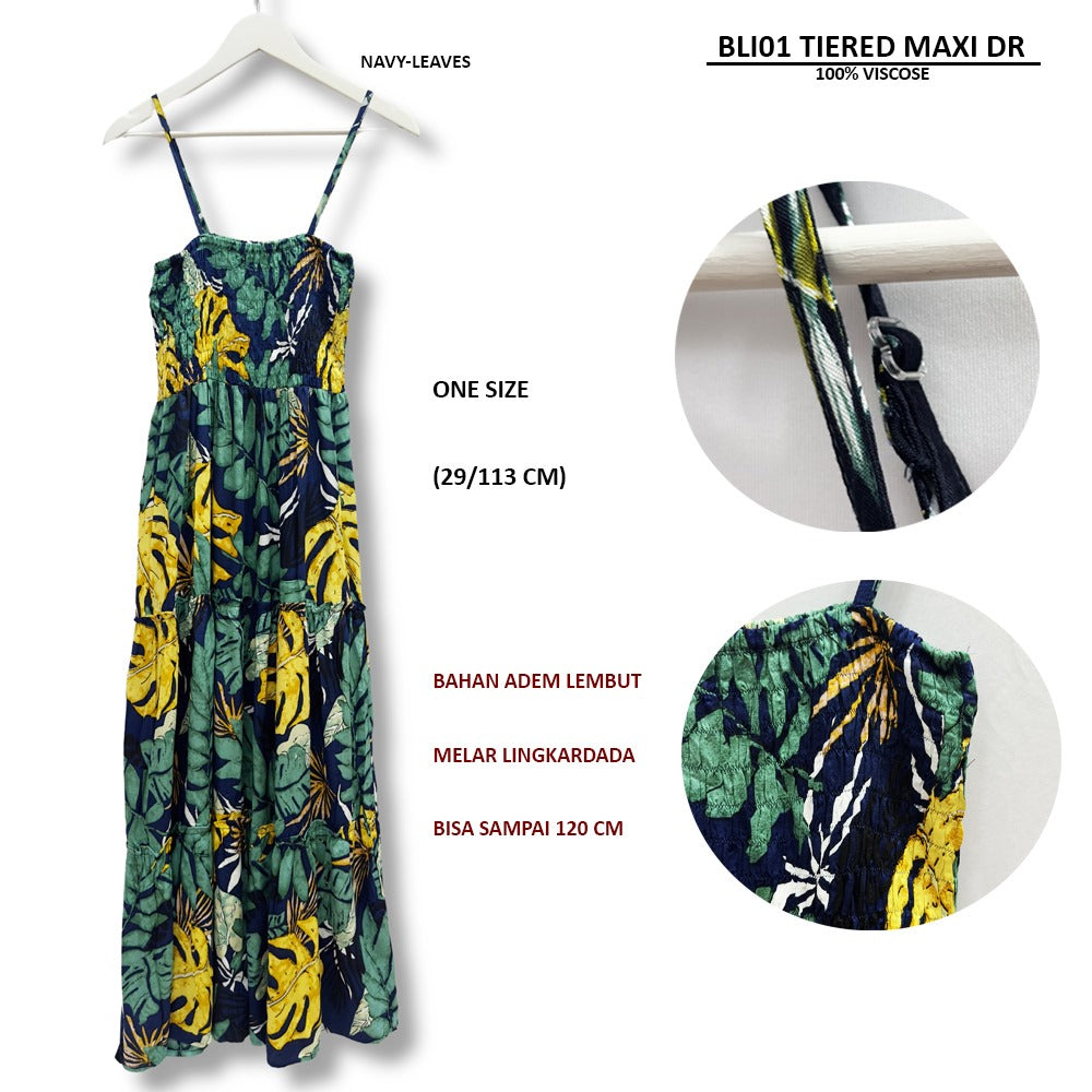 Dress Maxi Wanita Tanpa Lengan (BLI01 TIERED MAXI DR)