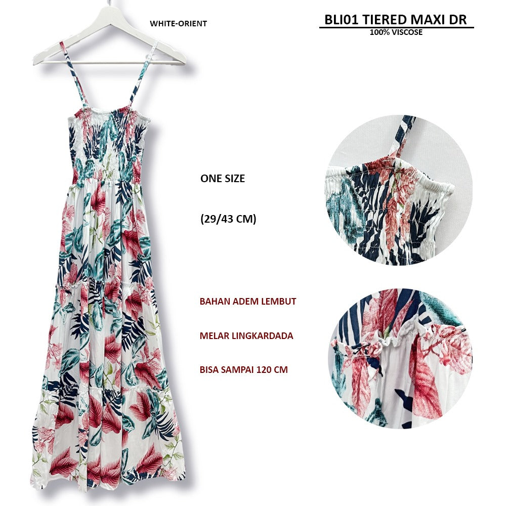Dress Maxi Wanita Tanpa Lengan (BLI01 TIERED MAXI DR)