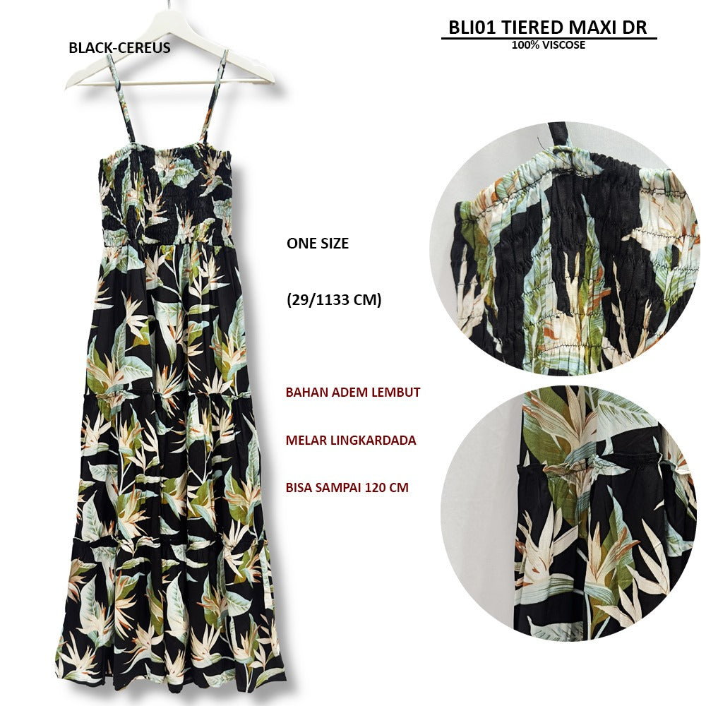 Dress Maxi Wanita Tanpa Lengan (BLI01 TIERED MAXI DR)