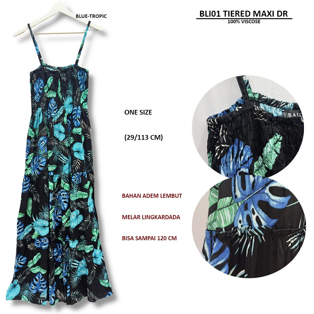 Dress Maxi Wanita Tanpa Lengan (BLI01 TIERED MAXI DR)