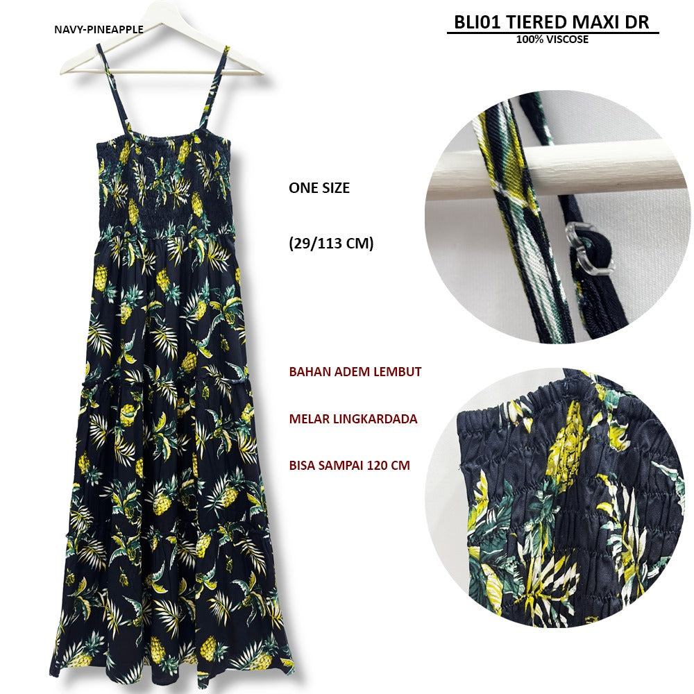 Dress Maxi Wanita Tanpa Lengan (BLI01 TIERED MAXI DR)