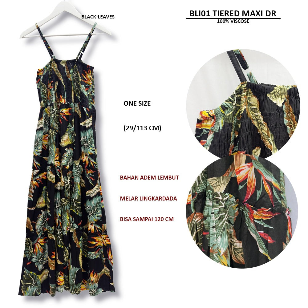 Dress Maxi Wanita Tanpa Lengan (BLI01 TIERED MAXI DR)