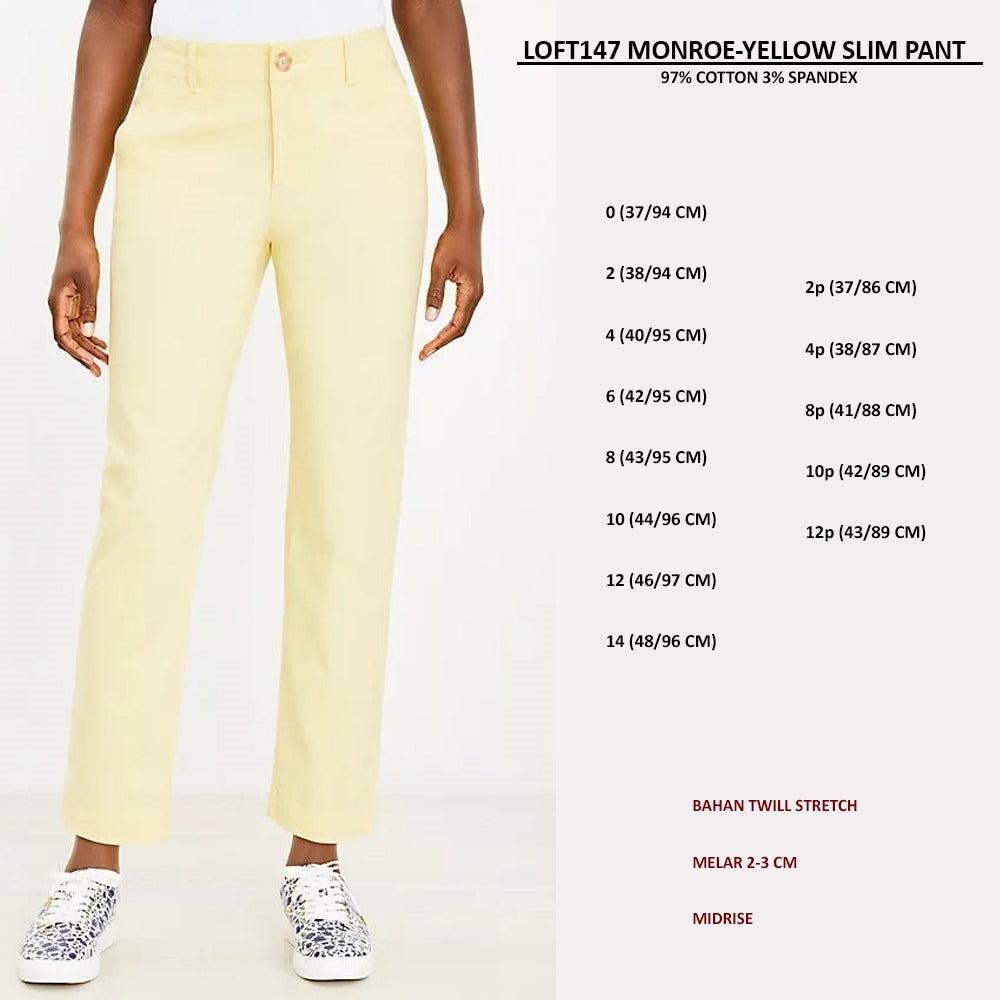 Celana Panjang Wanita Twill Stretch Midrise (LOFT147 MONROE SLIM PANT)