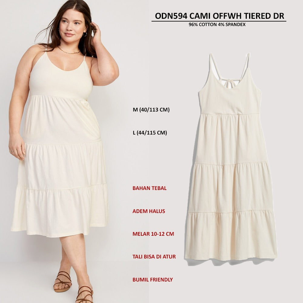 Dress Midi Wanita Tanpa Lengan (ODN594 CAMI TIERED DRESS)