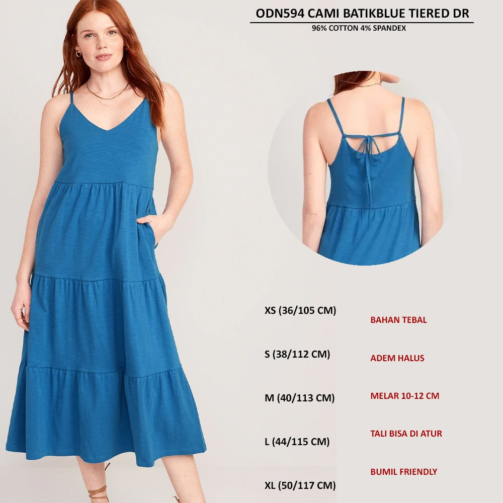 Dress Midi Wanita Tanpa Lengan (ODN594 CAMI TIERED DRESS)