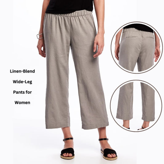 Celana Panjang Wanita Soft Linen Midrise (ODN595 CROP-AMALGAM WIDE PANT)