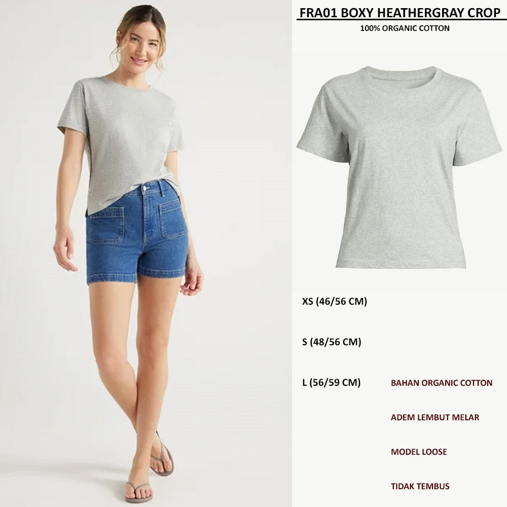 Atasan Kaos Wanita Lengan Pendek (FRA01 BOXY CROP)