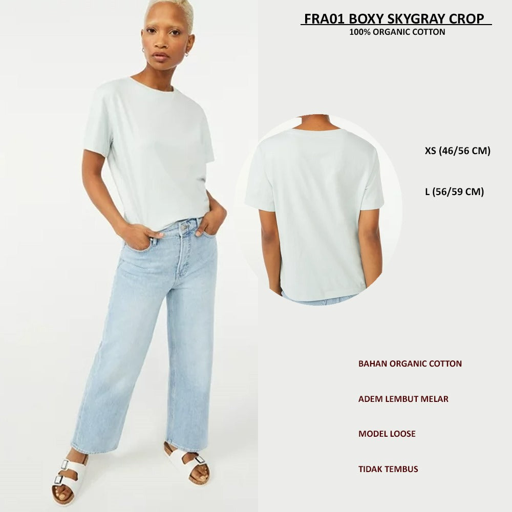 Atasan Kaos Wanita Lengan Pendek (FRA01 BOXY CROP)