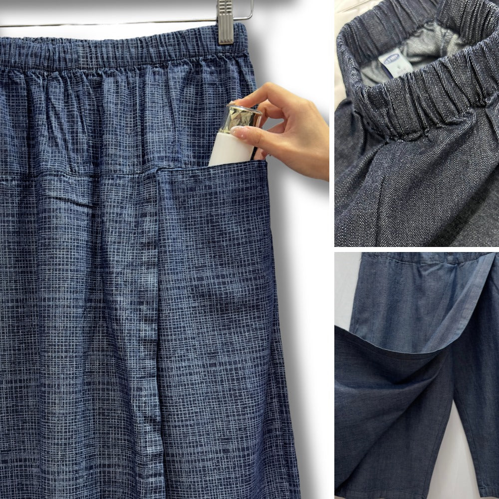 Celana Kulot Capri Wanita Soft Denim (ODN590 CAPRI WRAP CULLOTE)