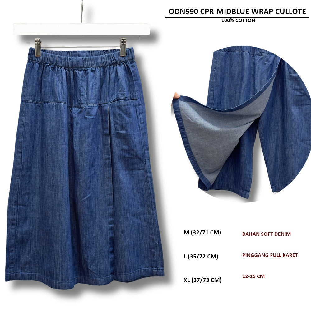 Celana Kulot Capri Wanita Soft Denim (ODN590 CAPRI WRAP CULLOTE)