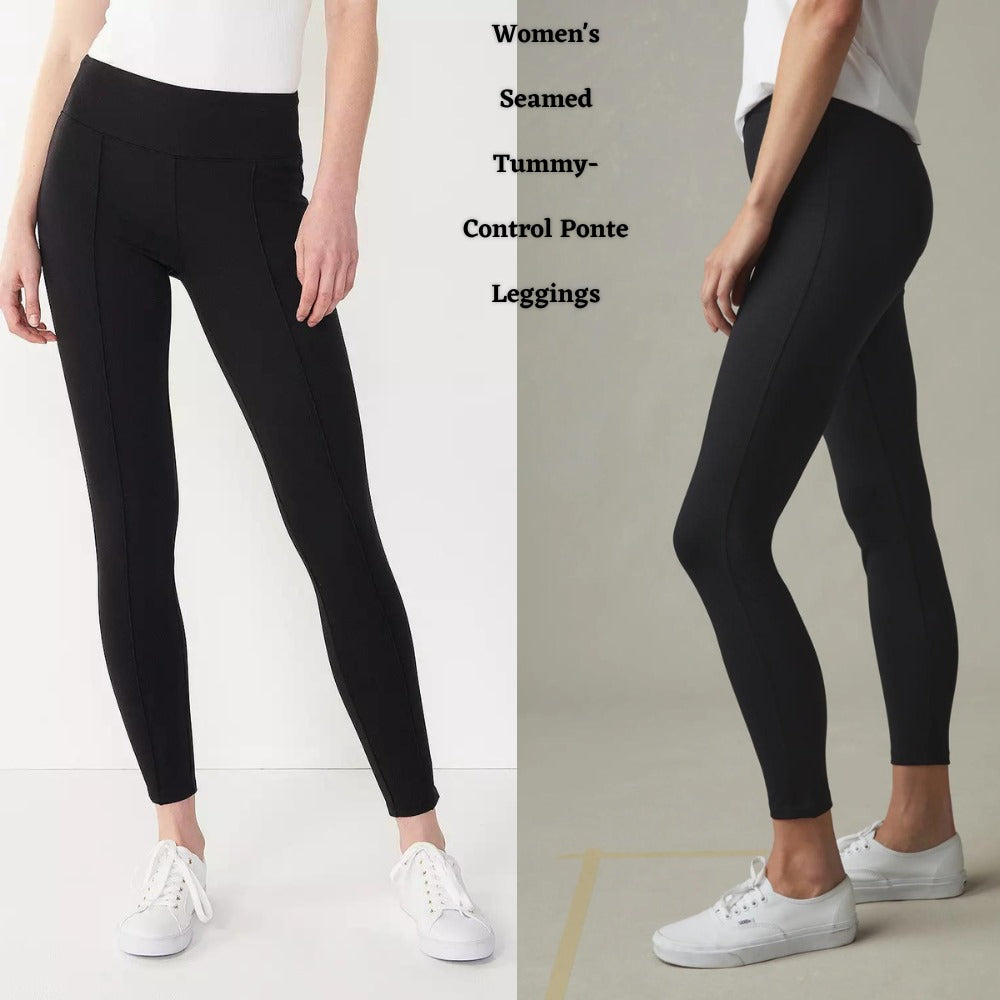 Celana Panjang Legging Wanita Highwaist (NW23 PONTE-BLACK SEAMED LEG)