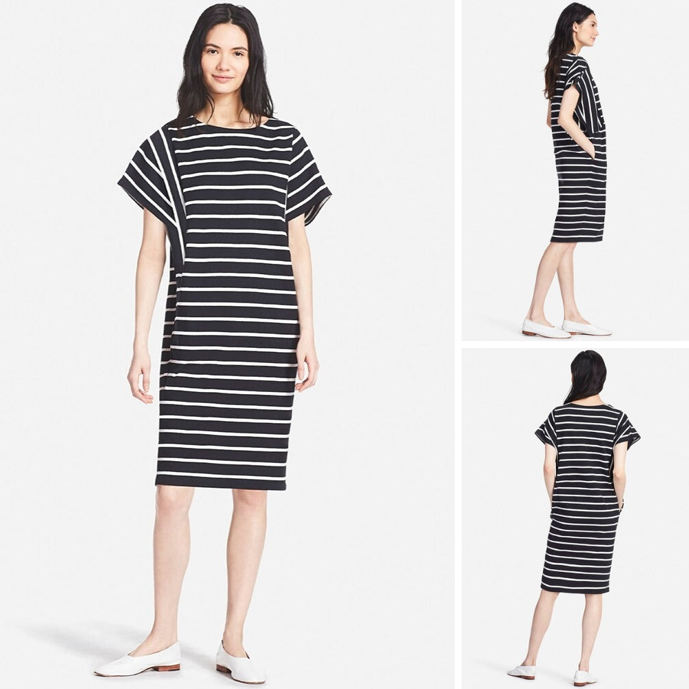 Dress Wanita Midi Lengan Pendek Loose Batwing (UNQ333 SSLEEVE DRESS)
