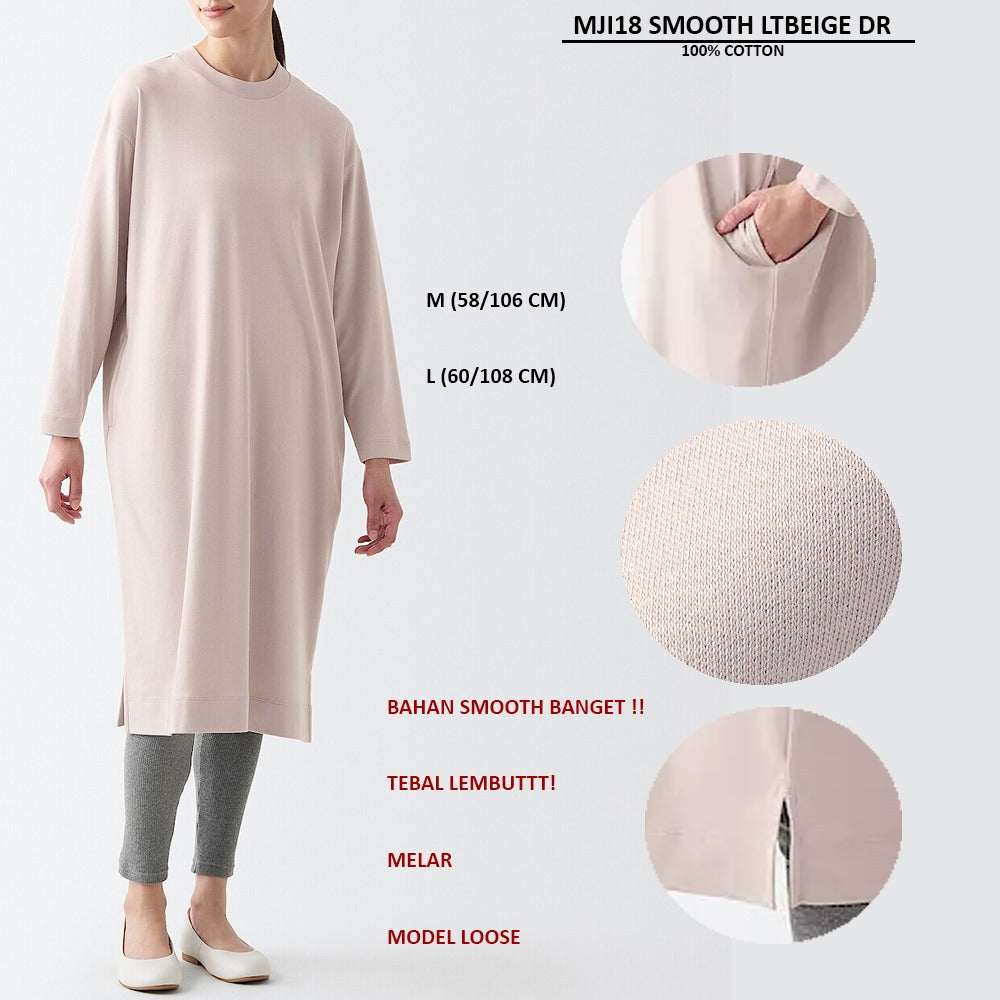 Dress Midi Wanita Lengan Panjang (MJI18 SMOOTH LTBEIGE DR)