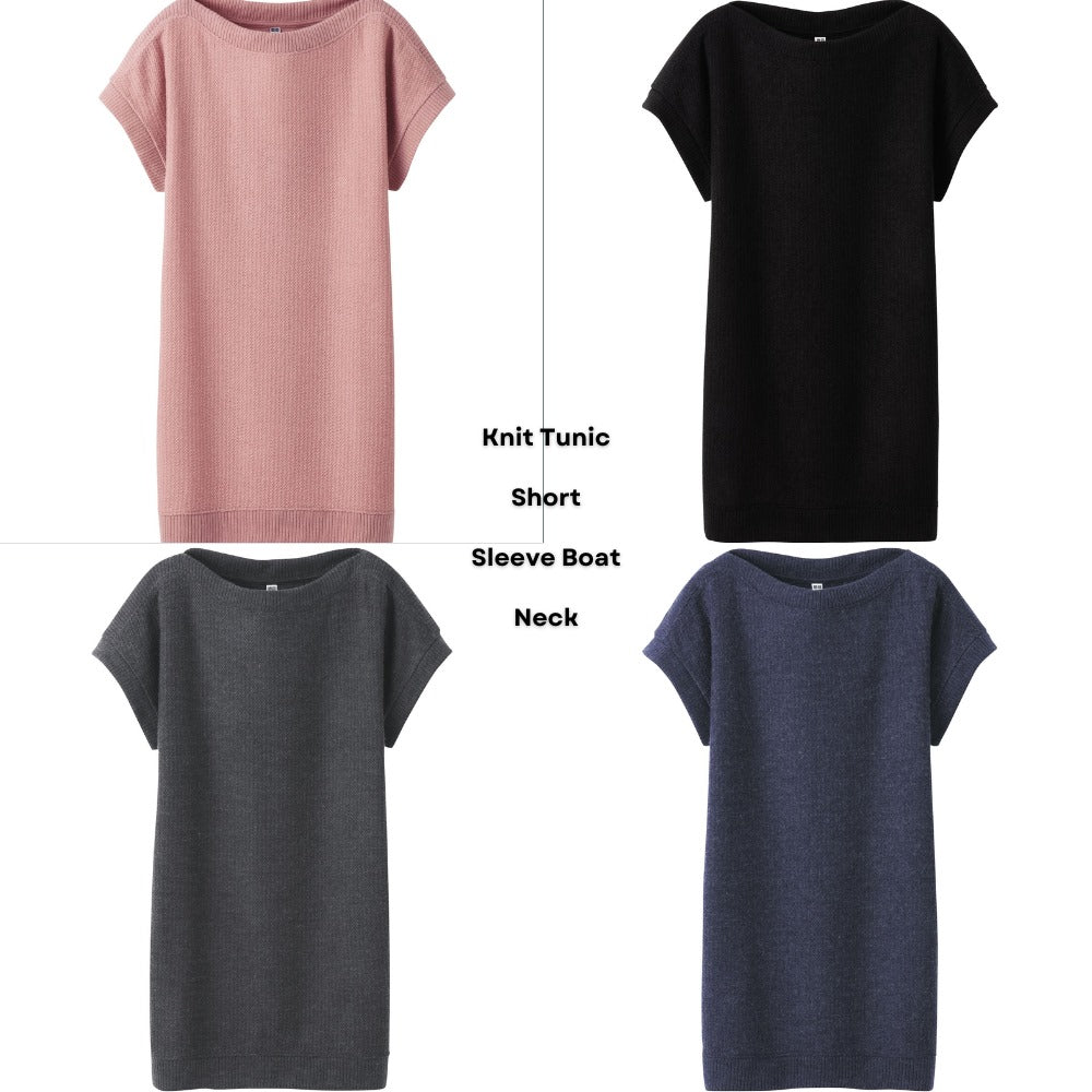 Atasan Tunic Wanita Lengan Pendek (UNQ379 KNIT TUNIC TOP)